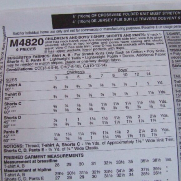 McCall's uncut sewing pattern boys gym clothes shirt tank top shorts basketball - Picture 3 of 5